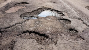 pothole in the road